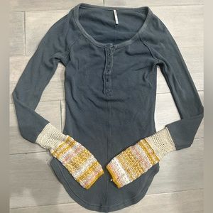 Free people Womens long sleeve thermal with cozy craft cuff